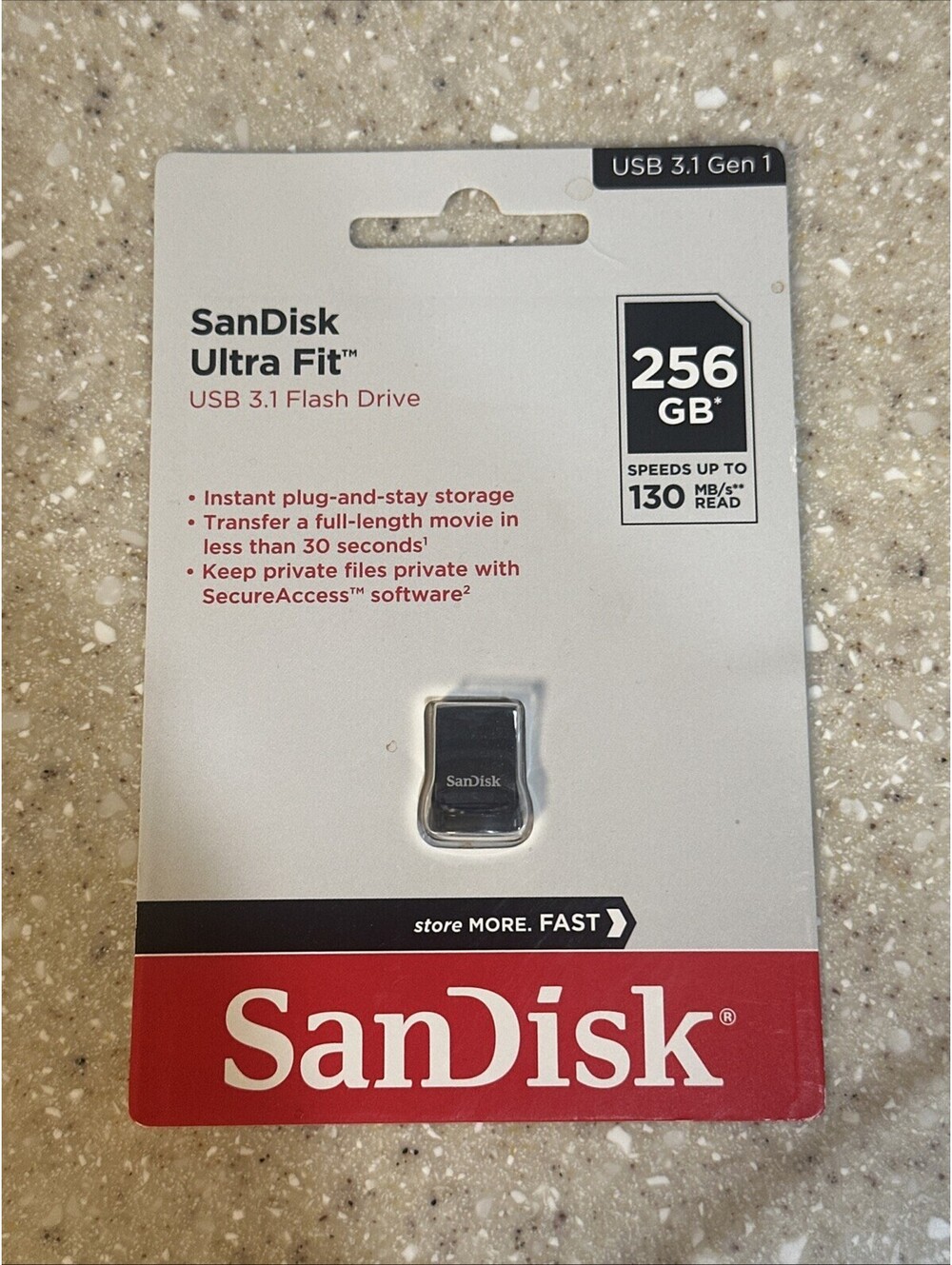SanDisk Ultra Fit USB 3.1 Flash Drive - 256GB - New